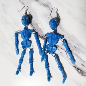 Vintage 1980's Skeleton Kitsch Toy Earrings